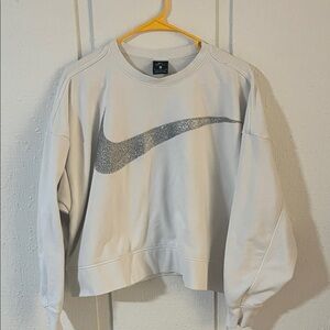 Nike Women's White Sweatshirt with Silver Logo